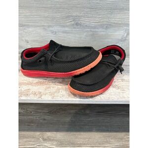 Hey Dude Wally Sox Mens Black Perforated Slip On Shoes Red Sole Size 11 mens